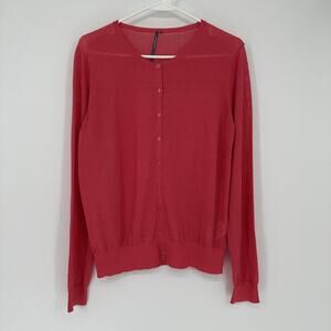 Anthropologie Sweater Womens Medium Pink Cardigan Lightweight Button Front Knit